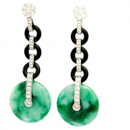 Earrings | Deco Design Jade Onyx & Diamond Drop Earrings (1.75 CT TW Of Diamonds)